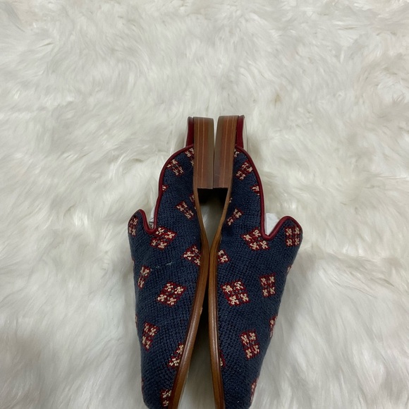 Rare Vero Cuoio Navy and Burgundy Patterned Mules - Picture 9 of 10